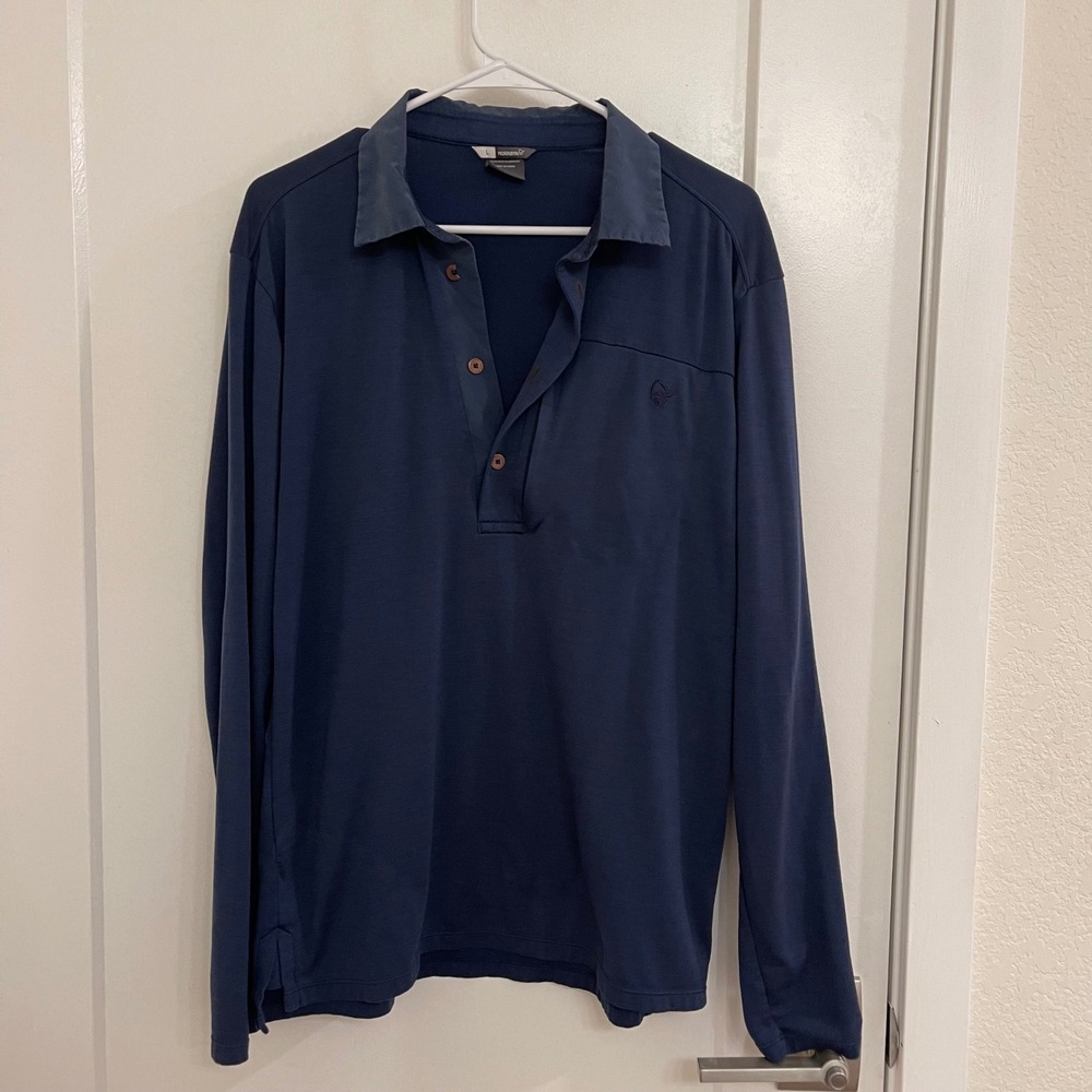 Norrona Norwegian Men's Polo Wool Shirt Winter Classic Sportswear Navy